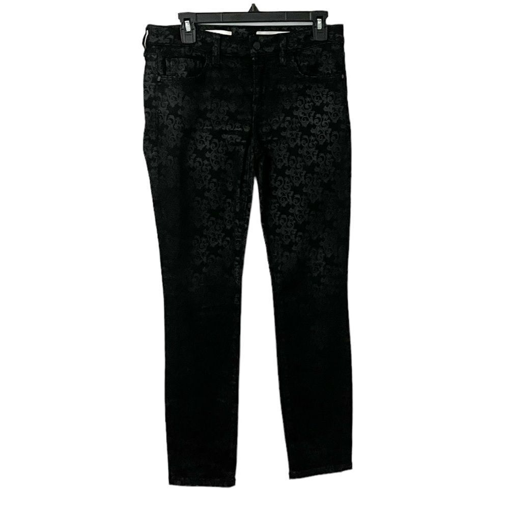 Pilcro And the Letterpress Black with Metalic Paisley Print Stet Jeans Size 28